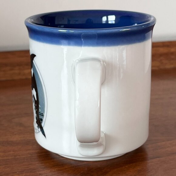 Otagiri Orca Killer Whale Mug Blue Vintage Embossed Coffee Cup Japan Ocean - Picture 4 of 7